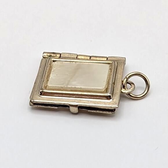 Vintage Mother of Pearl Gold Tone Rectangular Book Locket Charm Pendant - Picture 3 of 7